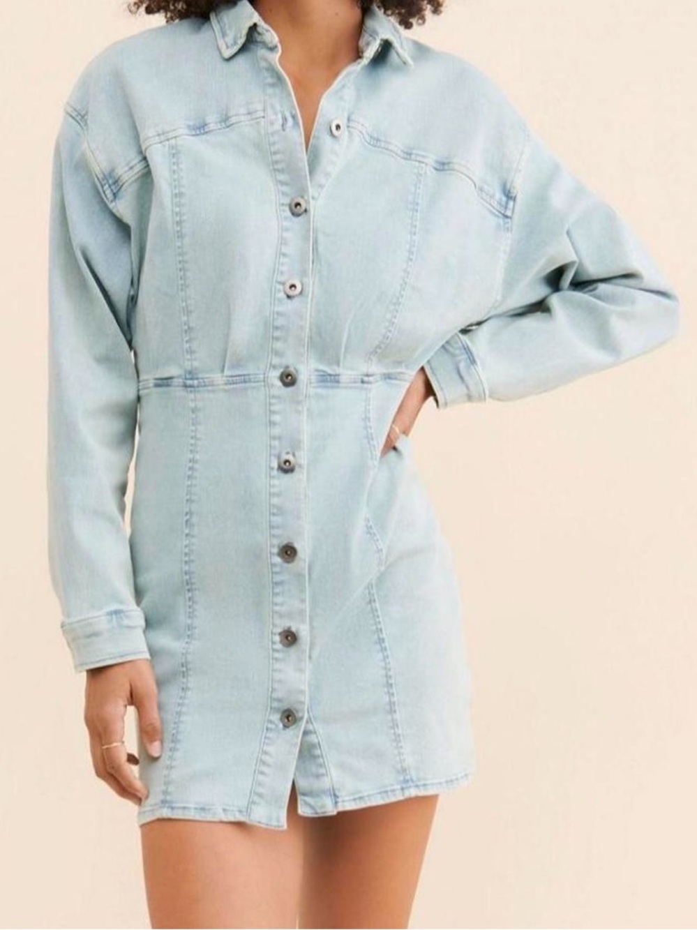 Free People Button Up Denim Mini Dress